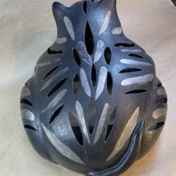 陶器で作った猫のランプ 9枚目の画像