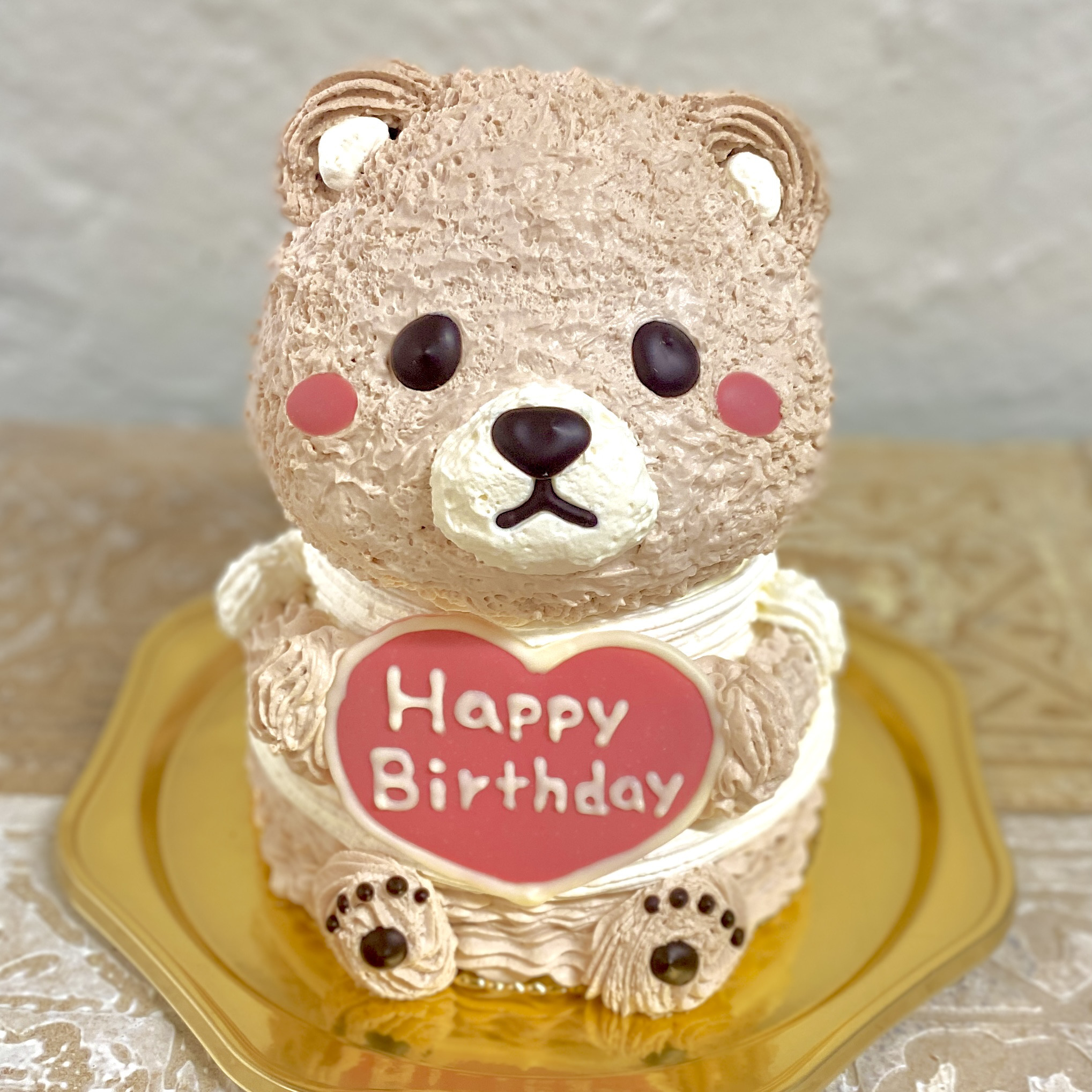 くまの立体ケーキ(カフェオレ色)　誕生日や記念日に [ご希望のお受取り日・時間帯をご指定下さい]