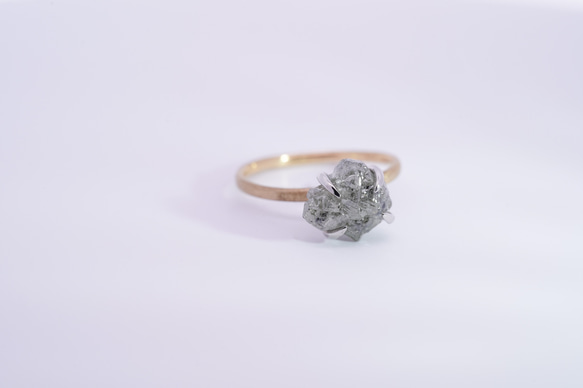 K18YG/PT900 天然原石ダイヤモンドリング 10枚目の画像