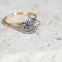 K18YG/PT900 天然原石ダイヤモンドリング 3枚目の画像