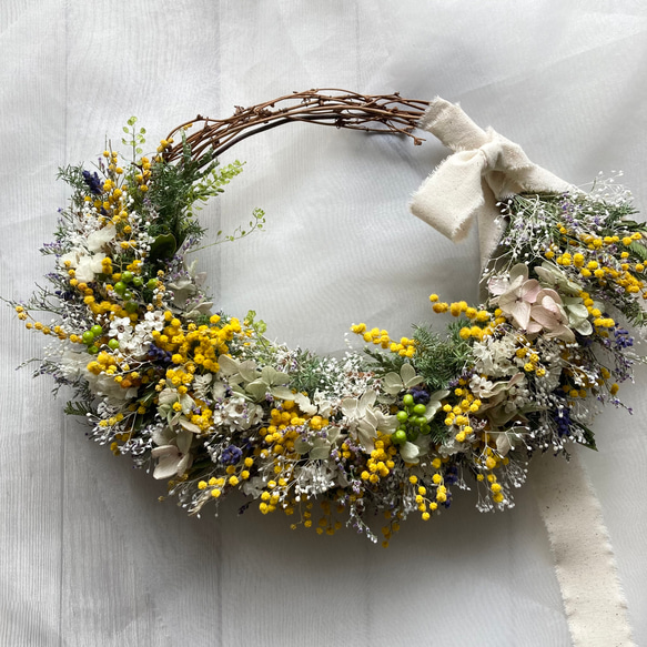 ミモザのオーバルリース☆ドライフラワーリース 【公式通販】
