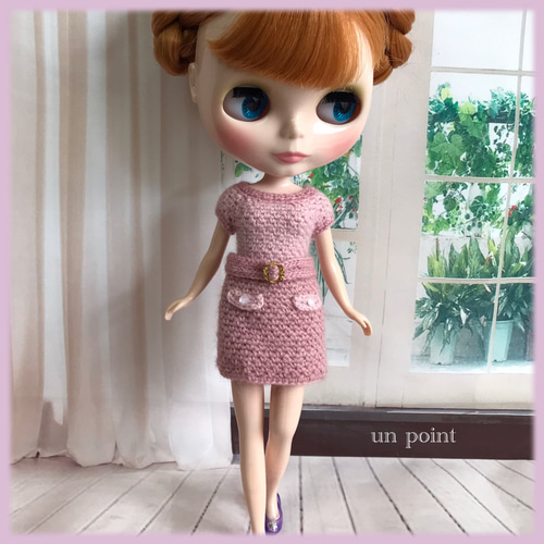 ドール服 ニットワンピース♡ピンクpink リカちゃん服 ブライス服 