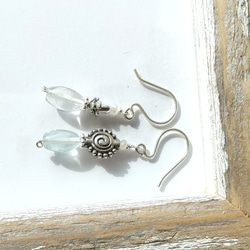 ❁Sea perfume earrings silver925❁みずみずしい淡いグリーンフローライト 3枚目の画像