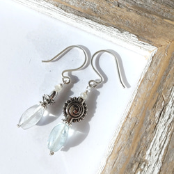 ❁Sea perfume earrings silver925❁みずみずしい淡いグリーンフローライト 6枚目の画像