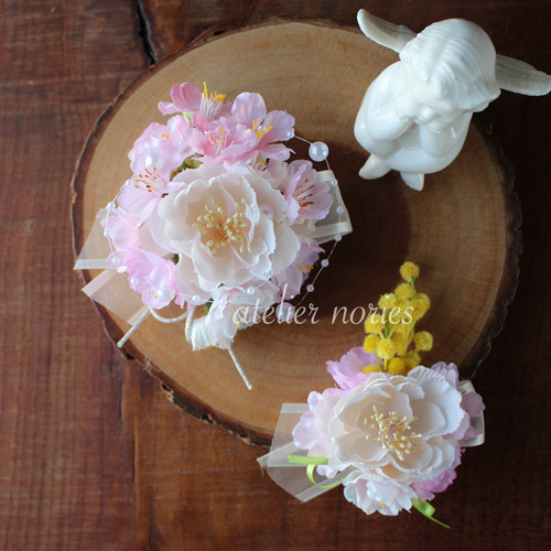 再販x5 フランシーヌ ふわり桜ピンクのコサージュ 卒業式や入学式に  