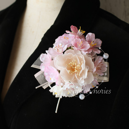再販x5 フランシーヌ ふわり桜ピンクのコサージュ 卒業式や入学式に  