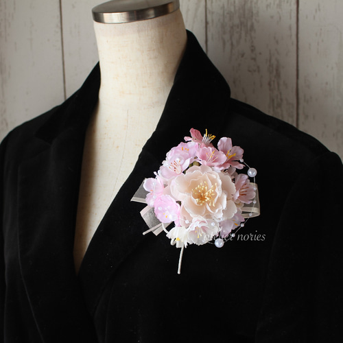 再販x5 フランシーヌ ふわり桜ピンクのコサージュ 卒業式や入学式に  
