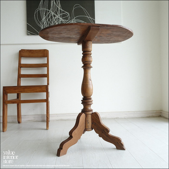 インドネシアアンティーク年代物木製チークカウンターテーブル