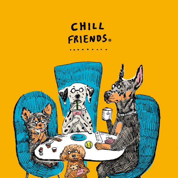 「CHILL FRIENDS_犬会」耐衝撃グリップiPhoneケース 10枚目の画像