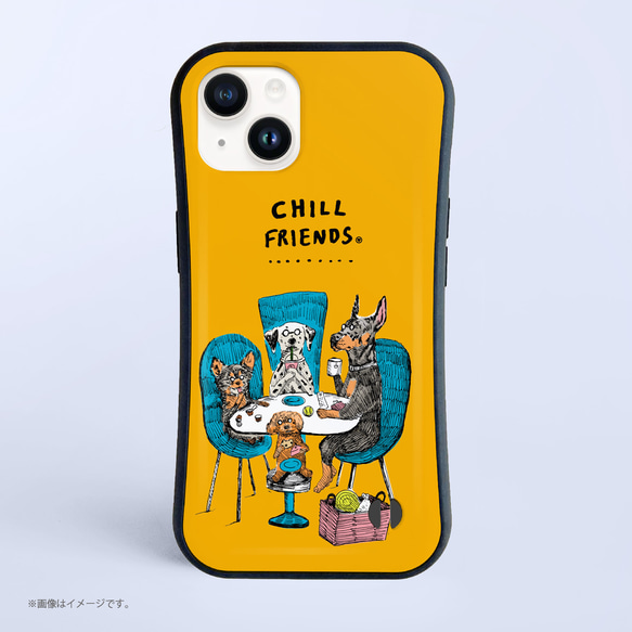 「CHILL FRIENDS_犬会」耐衝撃グリップiPhoneケース 1枚目の画像