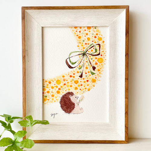 ハリネズミ　油彩画　原画 ハリネズミ 油彩画 原画 SALE ハリネズミ〈油絵〉 絵画 Atelier kiyomi