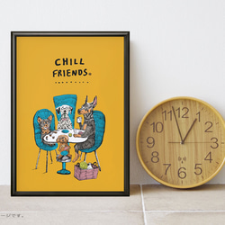フレーム付きＡ3ポスター「CHILL FRIENDS_犬会」 4枚目の画像