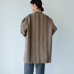 立領100%羊毛大衣 格紋大衣，成熟穩重大氣 230201-1 第4張的照片