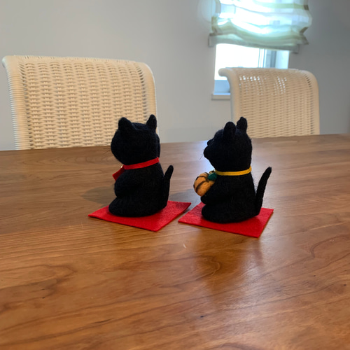 ❀クロネコさん ハンドメイド布小物 パネルサンプル 黒猫❀ 招き猫 黒猫 (受注制作) クロネコ くろねこ 猫グッズ 羊毛