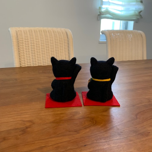 招き猫 黒猫 (受注制作) クロネコ くろねこ 猫グッズ 羊毛