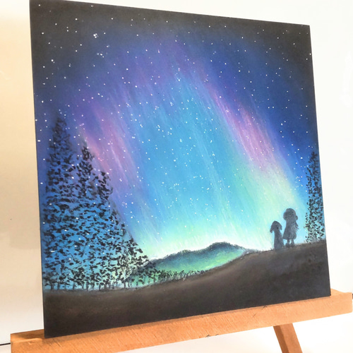 君に伝えたいこと・・宇宙のアート オーロラ インテリアアート【原画