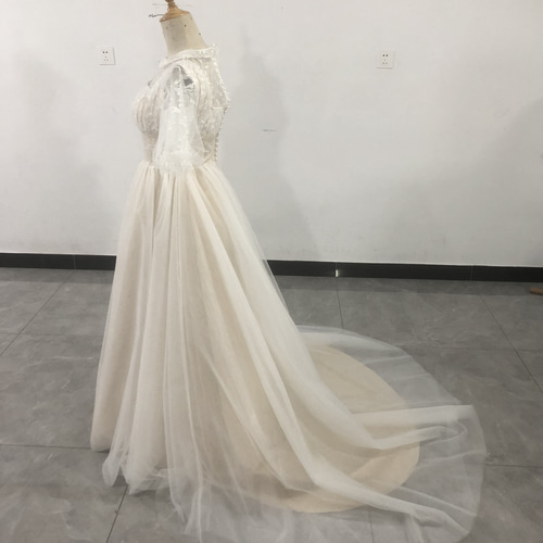 フランス風 ヴィンテージ風 クラシカル パフスリーブ 丸襟  