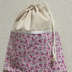 ロラライハリス♡ラベンダーピンクベルベット♡刺繍の丸い巾着