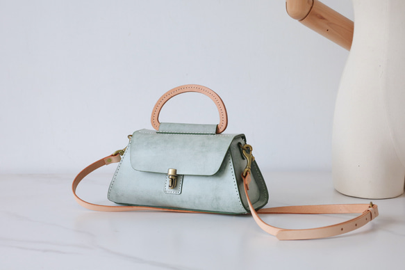 【Creema 獨家早鳥價，免運費】真皮手工單肩包，全手工縫製，兩用包 第14張的照片