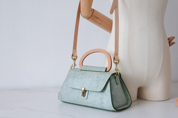 【Creema 獨家早鳥價，免運費】真皮手工單肩包，全手工縫製，兩用包 第15張的照片