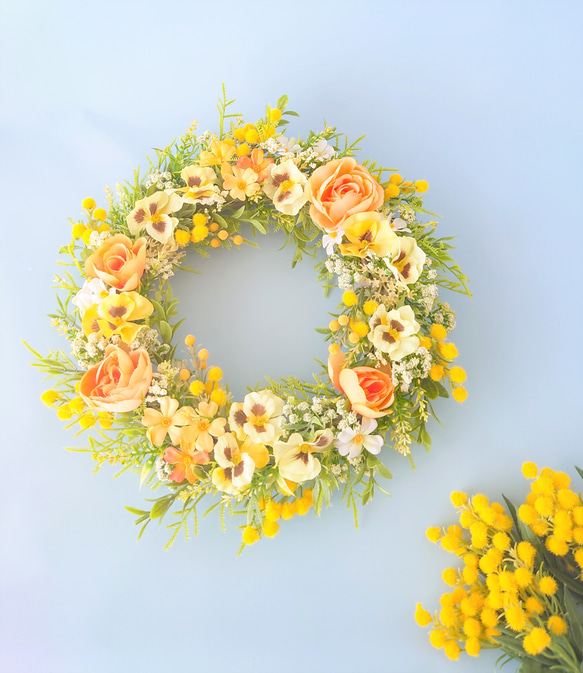 ラナンキュラスや小花のナチュラルリース early summer wreath 【公式