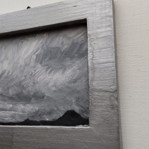 12×16㎝「見知らぬ風景」油彩画・原画・額装・壁掛け・独立スタンド付き