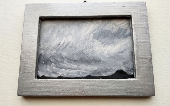 12×16㎝「見知らぬ風景」油彩画・原画・額装・壁掛け・独立スタンド付き