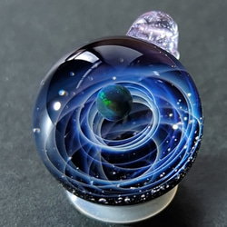 ☆送料無料、一点もの☆ 新世界の宇宙 ca-9 ブラックオパール ガラス ネックレス 1枚目の画像