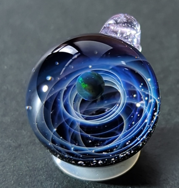 ☆送料無料、一点もの☆ 新世界の宇宙 ca-9 ブラックオパール ガラス ネックレス 1枚目の画像