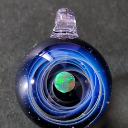☆送料無料、一点もの☆ 新世界の宇宙 ca-6 ブラックオパール ガラス ネックレス 5枚目の画像