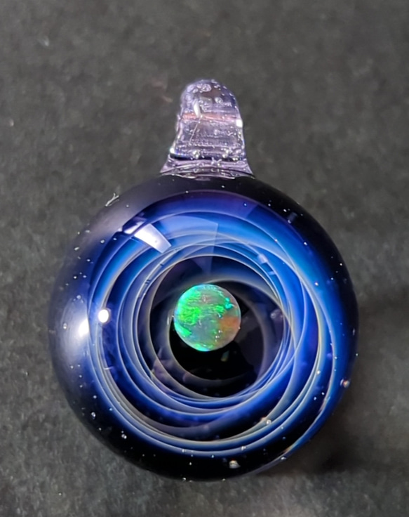 ☆送料無料、一点もの☆ 新世界の宇宙 ca-6 ブラックオパール ガラス ネックレス 5枚目の画像