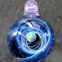 ☆送料無料、一点もの☆ 新世界の宇宙 ca-4 ブラックオパール ガラス ネックレス 4枚目の画像