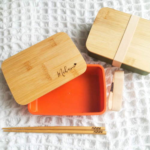 名入れ無料】弁当箱 ランチボックス 箸 スプーン セット 名前 刻印し