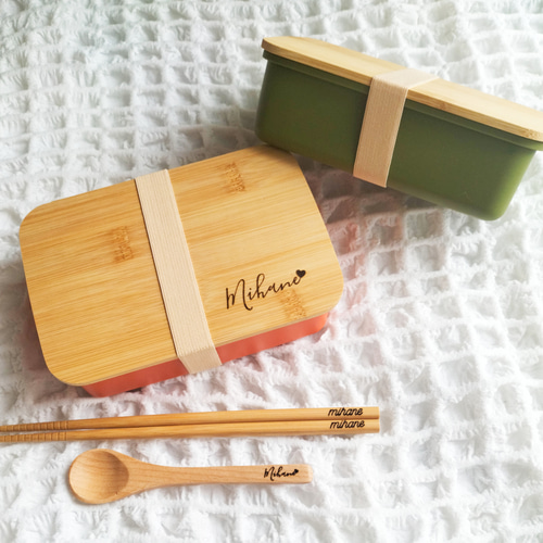 確認ページウッドバーニング 名前入りオリジナルランチボックスお弁当箱