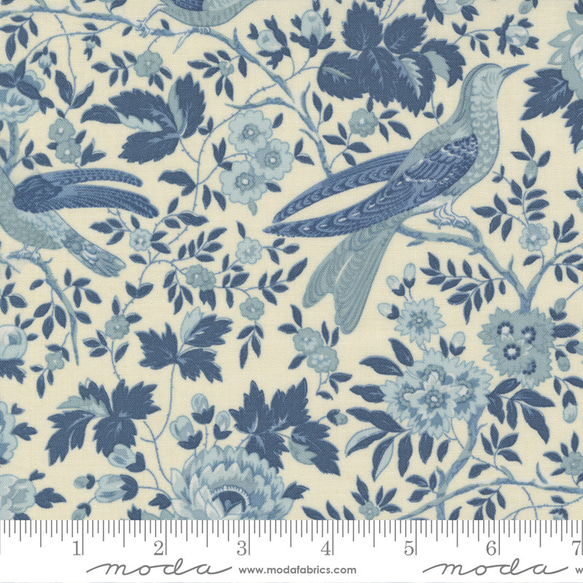 USAコットン(110×50) moda Bleu de France 花と鳥 パール 4枚目の画像