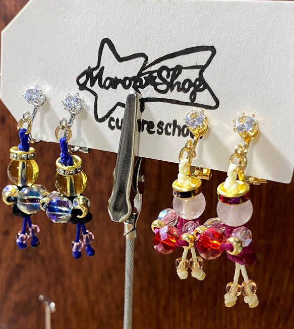 天使のイヤリング(天然石)使用 イヤリング・ノンホールピアス Maron 