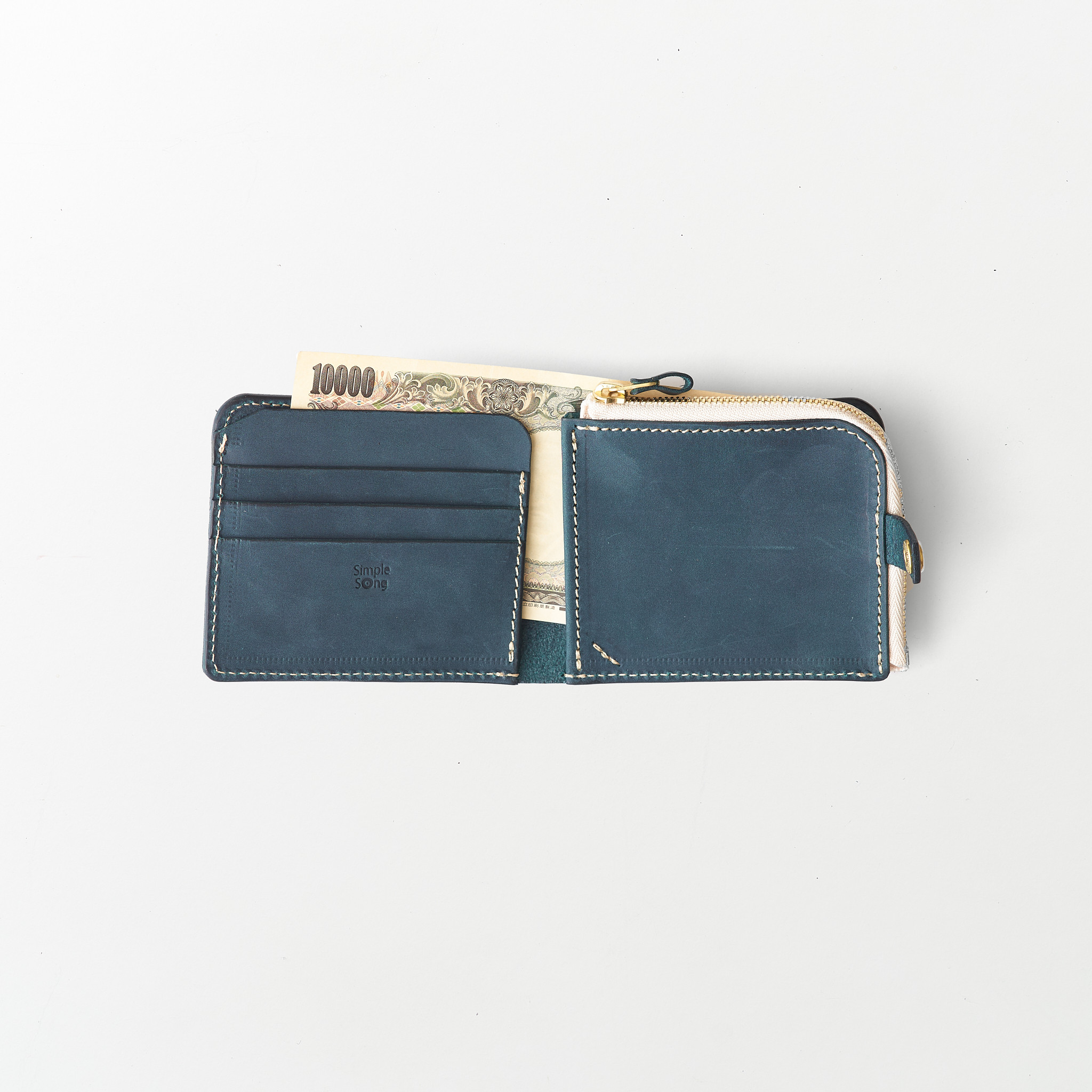 うす型レザー財布/Color:BlueGreen