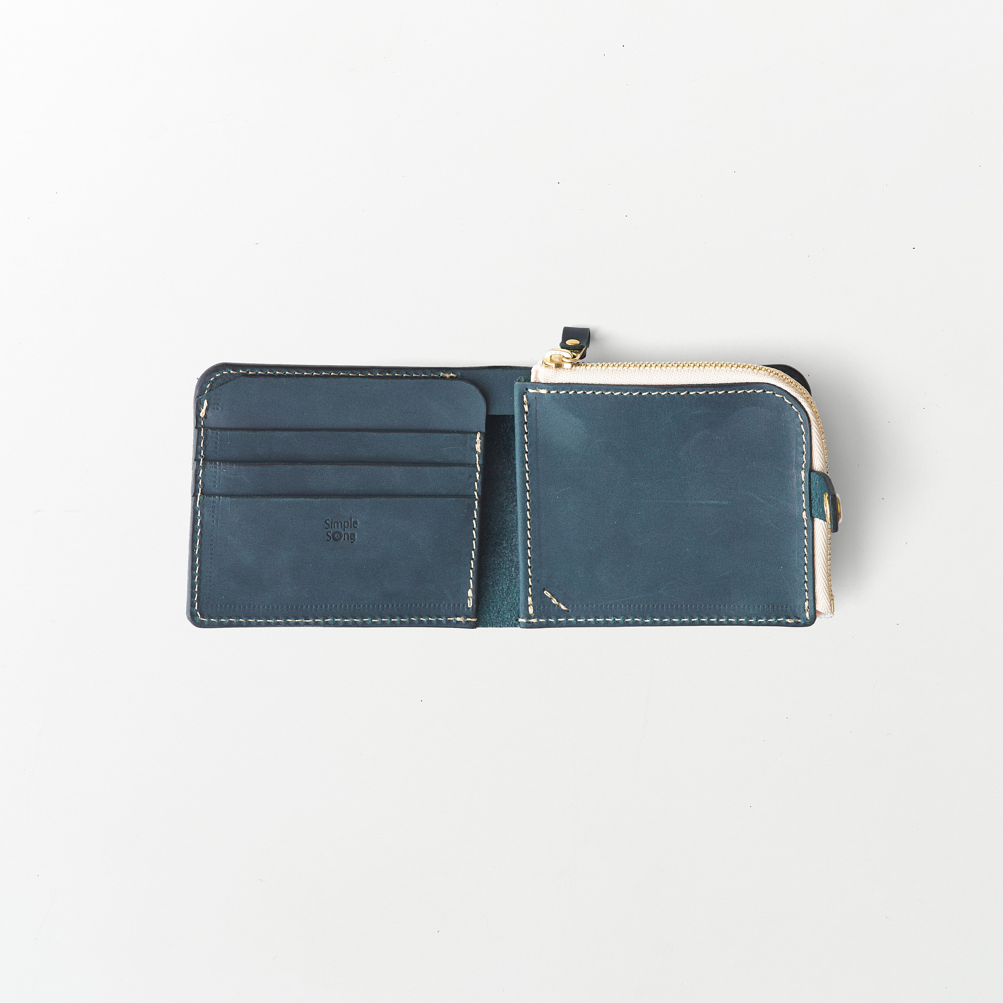 うす型レザー財布/Color:BlueGreen