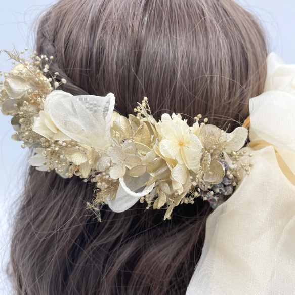 アンティーク髪飾り　ヘッドドレス　シフォンBIGリボン 4枚目の画像