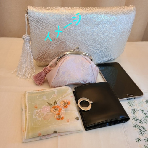 Creema限定♡母の日】桜花模様シルク着物帯の2waysクラッチバッグ 