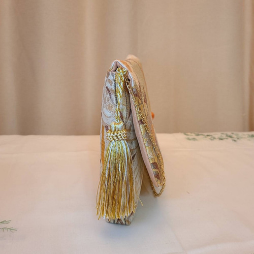 桜花模様シルク着物帯の2waysクラッチバッグ