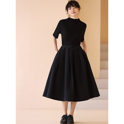 ハリのあるスカート ふわっと広がるスカート 100%コットン 通勤