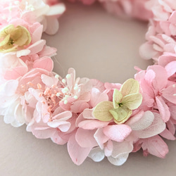 選べるサイズ）桜色のミニリース　ふわふわ　プリザーブドフラワー　春色 3枚目の画像