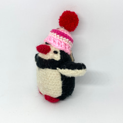 赤いクチバシ・ポンポンニット帽の小さなペンギン 3枚目の画像
