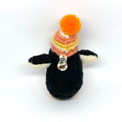 オレンジ色のクチバシ・ポンポンニット帽の小さなペンギン 5枚目の画像