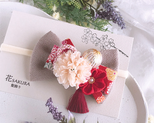 リボン 節句 ヘッドドレス ピン アンティーク 菊の花 七五三 もら 髪  