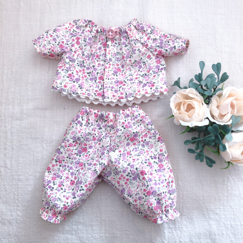 26cmドール用 可愛いピンク花柄パジャマ ソランちゃん レミンちゃん