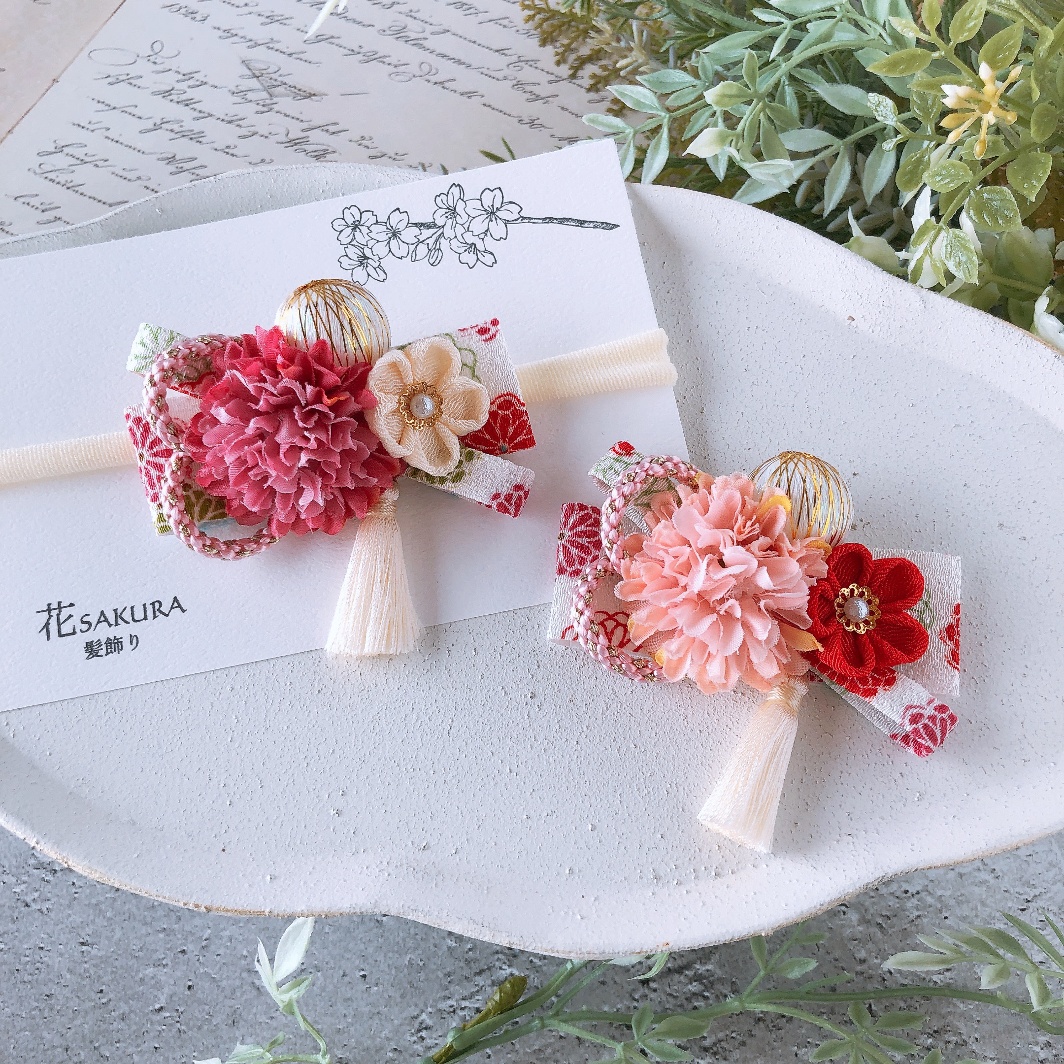 ꫛꫀꪝ【和風リボン】ベビーヘアクリップ　キッズヘアクリップ　ヘアピン