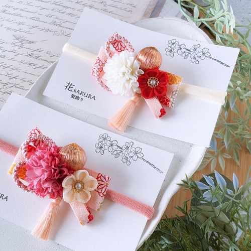 ベビーキッズ 和風リボンの髪飾り【ピンク】/ベビーヘアバンド ヘア