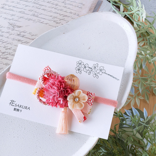 ベビーキッズ 和風リボンの髪飾り【ピンク】/ベビーヘアバンド ヘア